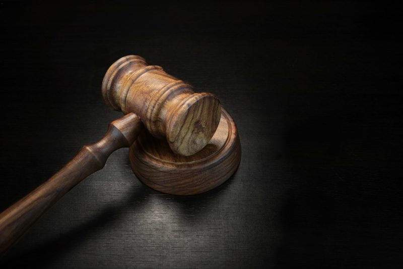 Gavel on black background
