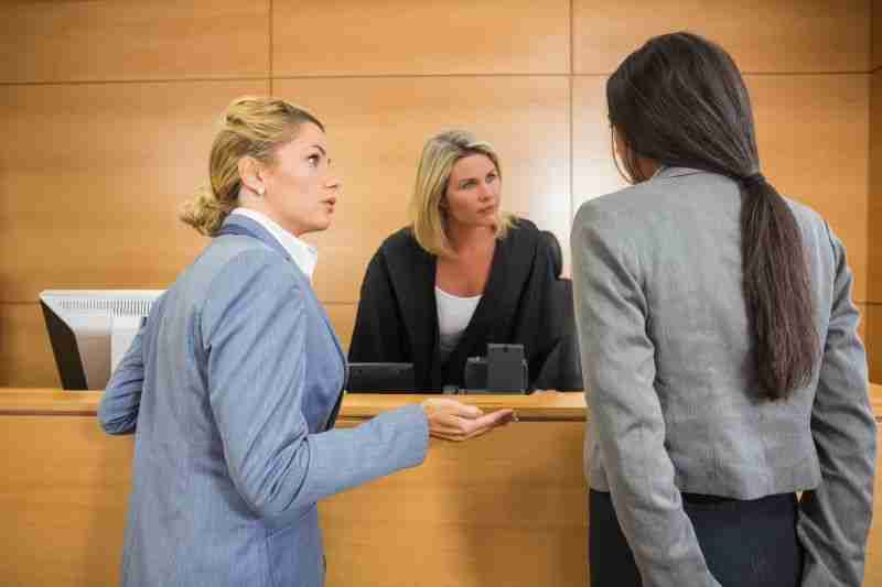 Judge looking at lawyers
