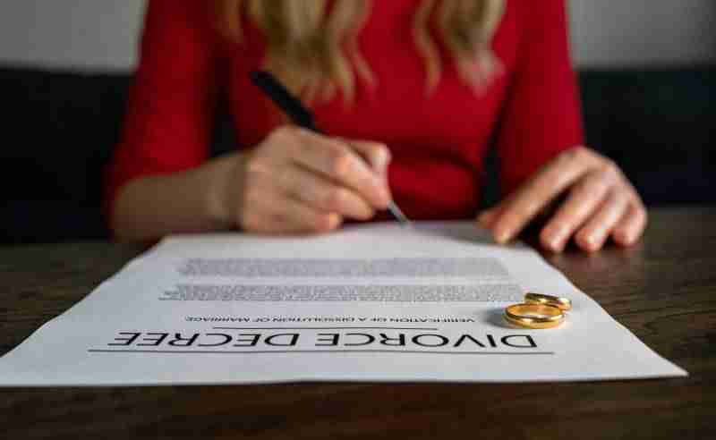 woman signing divorce decree